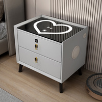 Vente en gros de meubles de chambre à coucher WEKIS Tables de chevet à LED Chargement sans fil Table de chevet intelligente en bois pour salon Table d'appoint armoire