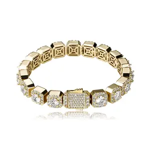 High-end-Europäischen mode armband hersteller großhandel beliebte schmuck armband Schmuck Gold Überzogene Big zirkon gepflastert armband