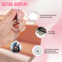Porte-clés LED en PVC imprimé UV motif rose cœur, couleur personnalisable, étanche, cadeau romantique pour la Saint-Valentin, accessoire quotidien pour filles