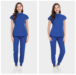 Ensemble de tenues médicales en gros, multicolore, extensible dans les 4 sens, comprenant un haut et un <span class=keywords><strong>pantalon</strong></span> jogger, pour infirmières et personnel hospitalier, prêt à expédier - Product Image 4