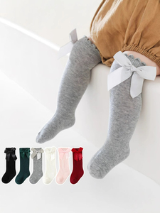 Nouvelle Arrivée Chaussettes Longues Tricotées Respirantes pour Bébé Fille et Garçon 1-3 Ans avec Nœud Décoratif - Product Image 5