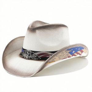 USA Hard Straw <b>Hat</b> Men Women Party Use Paper Straw Cowboy <b>Hats</b> - Product Image 4