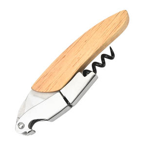 Sacacorchos de acero inoxidable con mango de madera, abridor de botellas para vino tinto y cerveza, 12,3 cm de longitud, 81 g de peso - Product Image 4