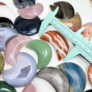 Kristal oyma zanaat cilalı şifa karışık taş gri akik Geode hilal gül kuvars ay - Product Image 5