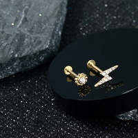 Topower 14 Karat massives Gold klar CZ Labret Knorpel Tragus Daith Ohr stecker Bauchnabel Nabel Nasenring Piercing Schmuck