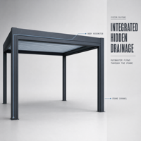Pergola intelligente avec toit à lamelles motorisées, résistance au vent et capteur de pluie pour patios résidentiels