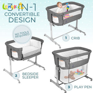 เปลเด็กทารกข้างเตียงปรับความสูงได้พร้อมที่เก็บของเตียงนอนเด็กแรกเกิดพร้อมคุณสมบัติที่สะดวกสบาย - Product Image 2