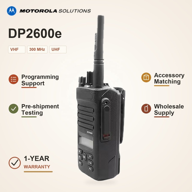 Original Motorola DP2600e Portable Radio VHF or UHF Analog Digital 128 Channels IP67 IMPRES Compatible for Commercial Projects