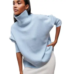 Sweater Manufacturers Women's Sweaters Turtle Neck Winter Knit Long Sleeve Turtleneck Top Custom Big Oversized Knitwear Women