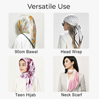 Foulard carré en satin 90x90cm en gros, châle hijab, couvre-chef pour femmes musulmanes, écharpes arabes du Moyen-Orient, personnalisé OEM ODM 1001I