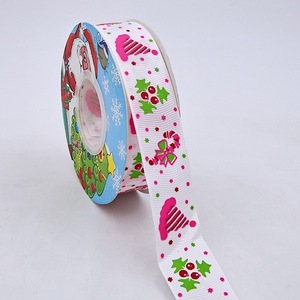 Festive Pine Branch Printed <b>Ribbon</b> Custom Logo For Xmas Wedding And Party Use - Product Image 6