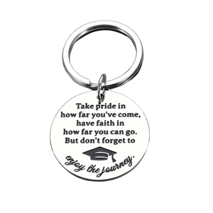 <span class=keywords><strong>2025</strong></span> bán buôn khắc Laser Vòng trống bạc kim loại thép không gỉ tốt nghiệp Keychain - Product Image 1