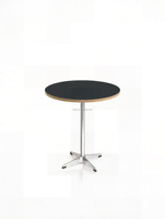 Table ronde de salle à manger, plateau en contreplaqué, base en chrome poli à 4 étoiles, table d'intérieur pour café, bistrot, restaurant