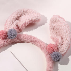 Diadema coreana con orejas de conejo de piel de oveja, diseño floral, linda y versátil, para lavarse la cara, para venta al por mayor en talla de mujer - Product Image 4