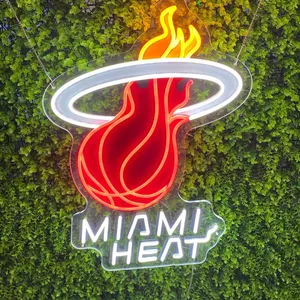 Miami Heat LED Neon Sign With UV Print Custom Neon Sign Anime Ball Neon Sign