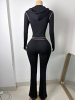 Ensemble deux pièces pour femmes à imprimé léopard avec logo personnalisé, sweat à capuche zippé, pantalon évasé, coton et élasthanne, survêtement décontracté OEM ODM
