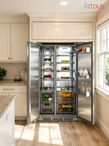 Réfrigérateur encastrable RK188 455L, <span class=keywords><strong>frigo</strong></span> électrique entièrement intégré en acier inoxydable, sans givre, pour hôtels - Product Image 1