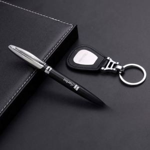Chinese Style Keychain & Pen <b>Gift</b> <b>Set</b> - Elegant Leather Keyring & Signature Pen for Business <b>Gifts</b> & Favors - Product Image 3