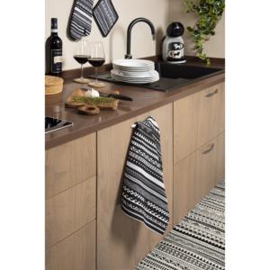 Excelsa Etnico Cotton Tea <b>Towel</b> 50x70 Cm Black <b>White</b> Geometric Pattern Kitchen <b>Towel</b> - Product Image 3