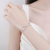 Bracelet à perles en forme de patte de chat, argent sterling 925, mignon, givré, réglable