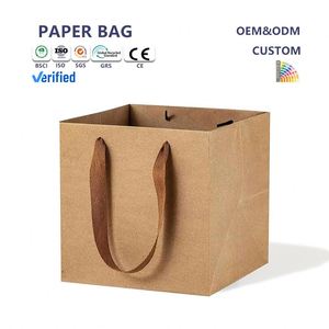 Bolsas de Compra de Papel Kraft Reciclables Personalizadas al por Mayor con Estampado en Caliente de Estilo Clásico, Impresión Flexográfica y Bolsas de Regalo - Product Image 1