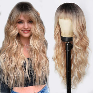 Qualité supérieure, cheveux raides crépus à grandes ondulations, résistants à la chaleur, doux, écologiques, couvre-tête complet, brun foncé, brun clair piano - Product Image 1