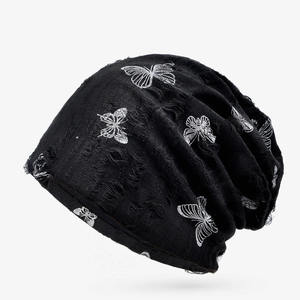 Haute qualité femmes papillon Beanie doux mince respirant casquette mince trou pour printemps <span class=keywords><strong>été</strong></span> voyage en gros pull <span class=keywords><strong>chimio</strong></span> chapeau - Product Image 3