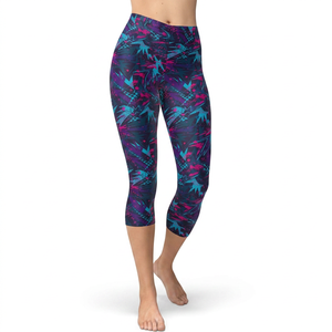 Leggings capri taille haute pour femmes, imprimé océan, extensibles, pour yoga, fitness, entraînement, course à pied, vêtements de sport - Product Image 4