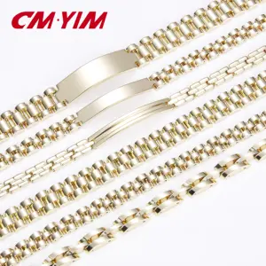 CM Jewelry Wholesale Fashion 14k Gold Plated High-end Curved Men And Women Blank Bar Watch Band Bracelet