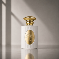 Botol Parfum Kaca Silinder Terlaris 50ml Transparan Label Logam Kustom Tutup Magnetik Kemasan Parfum Berkualitas Tinggi