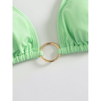 Frisse, solide groene sexy bikini 2026 nieuwe doorschijnende mesh luxe badkleding 3-delige set strandvakantie zwempak strandkleding