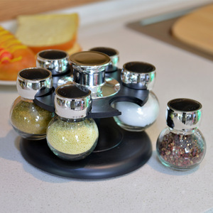 Juego de Recipientes Redondos de Vidrio Multifuncionales Reutilizables para Almacenar Especias con Soporte para Contenedores de Alimentos para Uso en la Cocina - Product Image 3