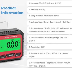 Inclinómetro Digital Electrónico con Succión Magnética, Medidor de Inclinación, <span class=keywords><strong>Regla</strong></span> de Ángulo Horizontal para Medición de Ángulos - Product Image 3