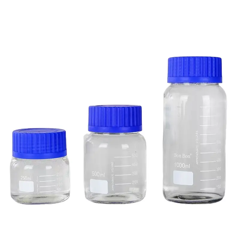 ホットセールラボホウケイ酸収納ボトルブルーオレンジGL45ネジ蓋付きガラス試薬ボトル