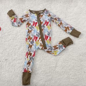 Romper Bayi Unisex Rajutan Bambu Yangyan dengan Resleting Dua Arah, Cetak Transfer Panas Logo Kustom, Kasual untuk Bayi Sepanjang Musim - Product Image 5