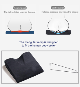Dốc ghế đệm đúc tam giác Bộ nhớ bọt Ghế hỗ trợ với nhung hoặc lưới đầu và không trượt màu xám dây kéo dưới - Product Image 6