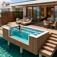 Piscine préfabriquée hors sol Supreme Floating Deck de 40 pieds, grande piscine en fibre de verre de 20 pieds, jacuzzi, spa, résistant aux UV