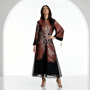 Abaya élégante en polyester sur mesure pour femmes musulmanes, vente en gros, robe OEM - Product Image 3