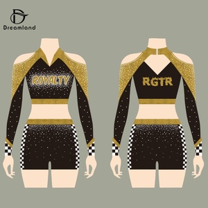 Livraison rapide quantité minimale de commande bas Cheer uniforme brillant strass pom-pom girl tenue personnalisée femmes Cheerleading uniforme <span class=keywords><strong>jupe</strong></span> - Product Image 4