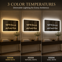 Miroir LED à interrupteur tactile pour salle de méditation, salle de bain, salon, service religieux, design moderne mural