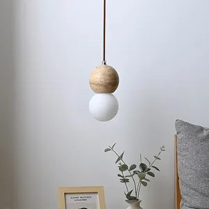 AB Nordischer Stil Gelber Marmor Pendelleuchte für Wohnzimmer Esstisch Nachttisch Kürbisförmige Japanische Travertin Hängelampe Stein - Product Image 4