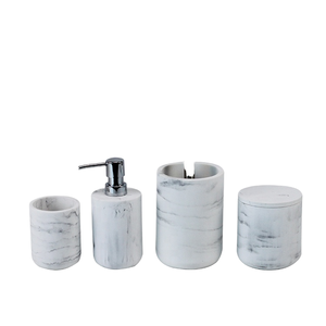 Eco-Friendly Marble Look Customized 5-Piece <b>Bathroom</b> Toilet <b>Accessories</b> <b>Set</b> for Countertop Use in Apartment Decor - Product Image 1