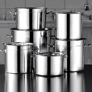 Fornitura Diretta dalla Fabbrica Supporta OEM/ODM Secchio per Zuppa in Acciaio Inox 201/304 Grande Capacità con Doppi Manici e Coperchio - Product Image 1