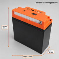 Ventilateur de sol solaire 20 pouces, sans balais, haute puissance, avec hélice métallique, batterie LiFePO4, USB 5V et lampe LED pour