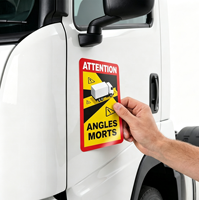 Avertisseur d'angle mort magnétique / Autocollant de sécurité entièrement magnétique haute visibilité pour camions, fourgonnettes et véhicules de plus de 3,5T