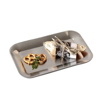 Qualité Argent Plaques En Acier Inoxydable Carré Rectangle Barbecue Dessert Cuisson Pain Plateau De Service