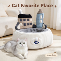Lit pour chat en forme de château en peluche, maison douce et ronde pour animaux de compagnie, nid en velours, coussin chaud pour chaton, lavable à la main, OEM ODM