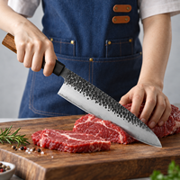 Couteau de cuisine japonais forgé à la main sur mesure, manche en bois, couteau de chef, couteaux de cuisine de restaurant, manche en bois de rose, couteau japonais
