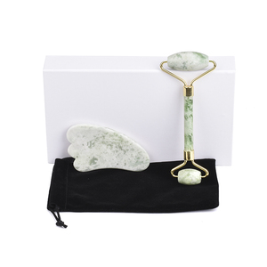 Box Jade Roller Jadebox Factory Custom Logo Box Packing Anti Aging Face Massage Green Jade Facial Roller Gua Sha Kit