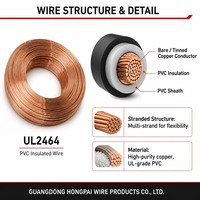 Kabel Fleksibel Berpelindung HONGPAI UL2464 PVC dengan Konduktor Tembaga Berlapis Timah 2 3 4 5 Inti AWG18 20 22 24 300V 80C OEM